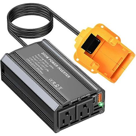 DeWalt 300W Kfz-Wechselrichter für Lithium-Ionen-Akkus, Typ-C PD65W USB-A-Wechselrichter für den Außenbereich, 18W Powerstation-Generator (1/5)