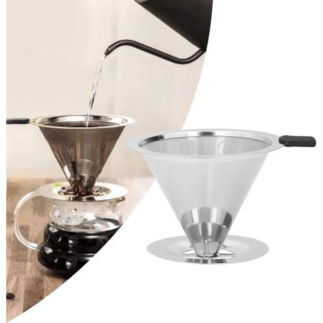 Filtre à café en acier inoxydable pour cafetières à filtre manuel, filtre sans papier, entonnoir à café filtre, tasse à filtre, modèle 01 (1/5)
