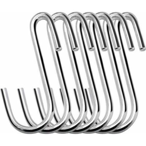 Paquete de 20 ganchos en forma de S de 6 cm de alta resistencia para cocina, baño, dormitorio y oficina (paquete de 20, pequeños, plateados)