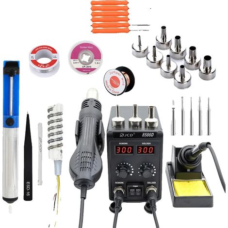 Station de soudage, écran LCD, pistolet à air chaud, 8586D KIT4, 220V EU PLUG (1/2)