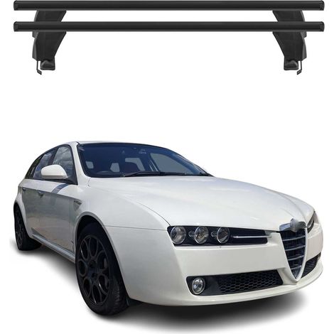 OMAC Dachträger Querträger Alu für Alfa Romeo 159 Sportwagen 2005-2011 – Abschließbar – T-Nut – City-Crash-getestet – Max. 50 kg Schwarz (1/5)