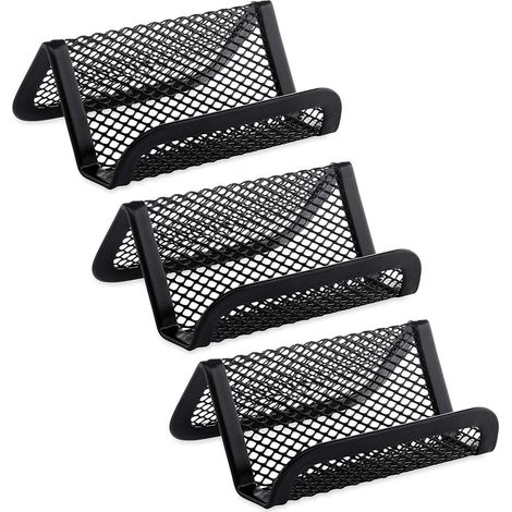 3 PCS Porte-Cartes de Visite, Présentoirs de Carte de Visite et Support Téléphone en Métal Mesh pour le Bureau, Noir (1/5)