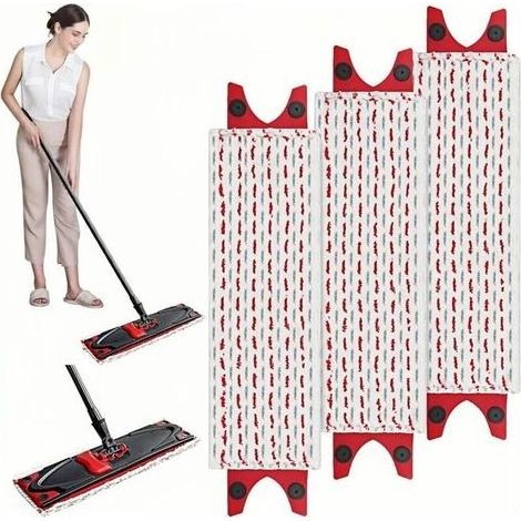 Lot de 3 Recharges de Balai Serpillière en Microfibre Têtes Extra Larges Lavables en Machine Réutilisables pour Nettoyage Complet des Sols (1/5)