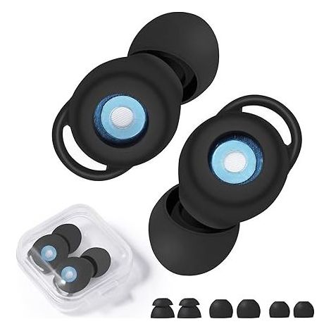 Boule Anti Bruit Bouchons pour Dormir, Protection Auditive Réutilisable en Silicone Flexible et Doux, Travail, Voyage, Lire - Noir (1/5)