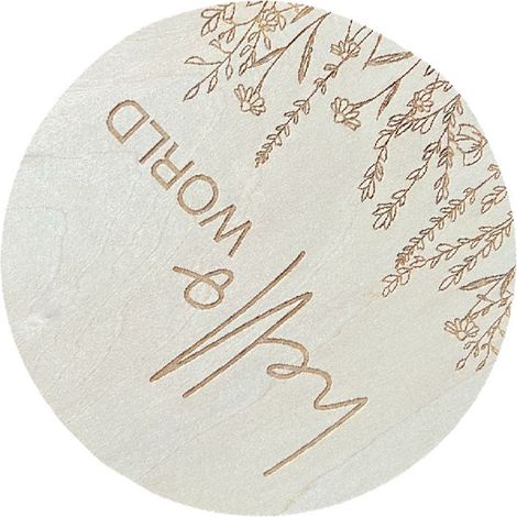 Panneau rond de 15 cm en tilleul pour annoncer la naissance : « Bonjour le monde » (accessoire photo pour chambre de bébé) L6 (1/5)