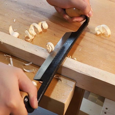 DPZO Couteau à Tirage Droit, Couteau à Raser à Double Manche en Bois Antidérapant avec Lame en Acier au Tungstène pour le Travail du Bois, Lames de Couteau 155mm -DPZO