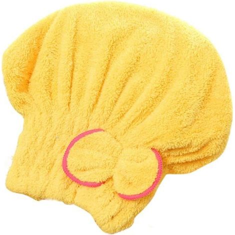 Serviette de séchage pour cheveux - Non spécifié - 1PC - Microfibre - Jaune - Super absorbante (1/3)