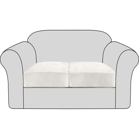 Velvet Cushion Cover Sofa Cushion Protective Cover for Furniture Sofa Seat Cover for 1-Seater Velvet Sofa Chair (2 PCS, Ivory) (1/5)