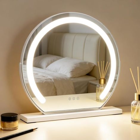 ZMH Miroir Beauté LED Éclairage Intégré Style Hollywood 40×35CM Miroir de Toilette Compact Miroir Cosmétique Lumineux Miroir de Table 3 Ambiances Miroir Coiffeuse Blanc Contrôle Tactile Intensité Ajus (1/5)