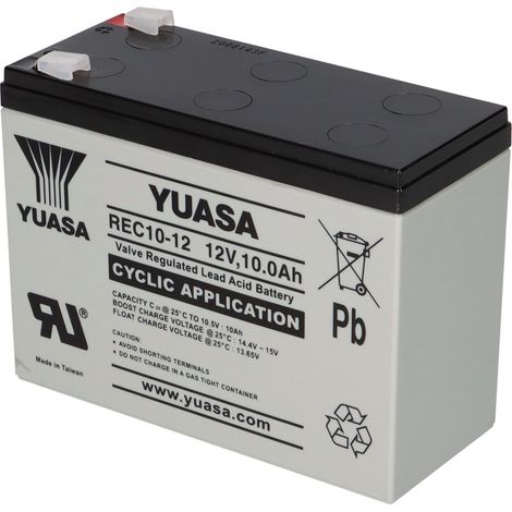 Yuasa REC10-12 zyklenfester AGM-Bleiakku 12V 10Ah – Faston F2 6,3 mm (1/5)