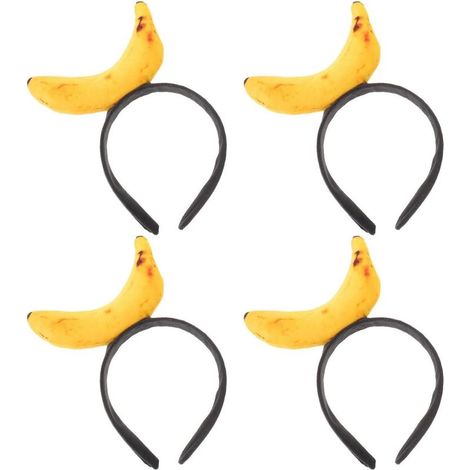 4-Piece Fun Banana Headband Set in PVC Plastic, Realistic Banana Crab Design, Lightweight and Comfortable for Theme Parties and Halloween (1/5)