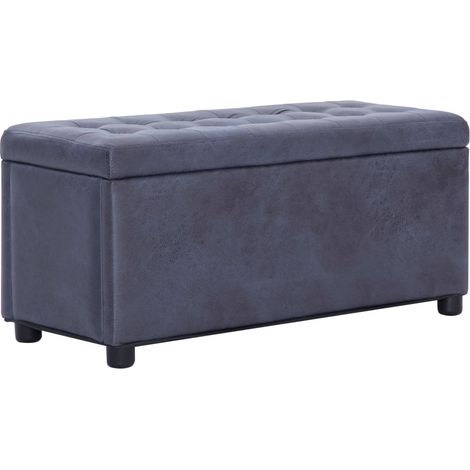 Ottoman mit Stauraum 87,5 cm Grau Wildleder-Optik