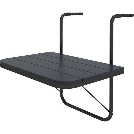 Mesa De Balcón Para Colgar, Mesa Colgante De Balcón Plegable, Altura Ajustable En 4 Posiciones, Mesa Colgante Con Capacidad Para Hasta 25 Kg, Aluminio, 60 X 40 Cm, Negro