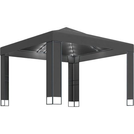 Tonnelle avec double toit et lumières LED 3x3 m Anthracite