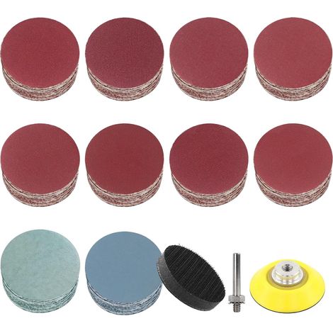 100Pièces Papier Abrasif 50mm 400 600 800 1000 1200 1500 2000 3000 5000 7000 Grain, Avec 1 Pièce kit de Tampon de Roue Adaptateur de Tampon de Polissage (1/5)