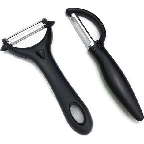 éplucheurs universels, éplucheur de légumes en acier inoxydable, éplucheur de pommes de terre manuel, manche ergonomique, couteau à éplucher de cuisine pour légumes et fruits (noir) (1/5)