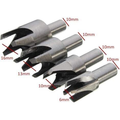 8pcs Cork Forets Wood Plug Outil De Coupe En Acier Au Carbone Griffe Cylindre Tenon Mèche Travail Du Bois, 6 Mm 10 Mm 13 Mm 16 Mm (1/4)