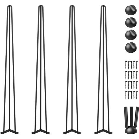 Pieds de table en épingle à cheveux noirs 86,4 cm, lot de 4, acier au carbone, robustes et faciles à monter pour bureau et salle à manger. (1/5)