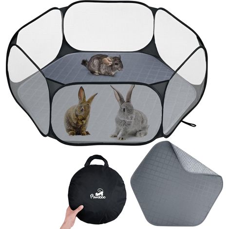 Parc Petits Animaux avec Tapis, Noir/Gris (1/5)