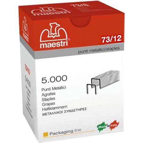 Punti "M.73/12" con finitura zincata ideali per cucitrice di scatole o sacchetti in confezione da 5000 pezzi (1/2)