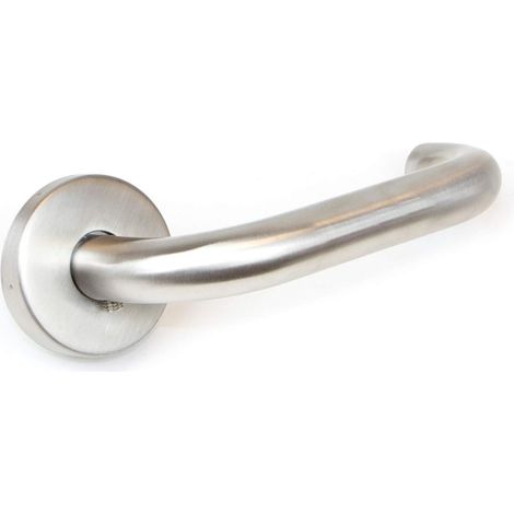 Poignée de porte intérieure en U avec rosace 53mm, acier inoxydable nickel satiné, ressort de rappel, pour portes 35-45mm, usage résidentiel et bureaux (1/5)