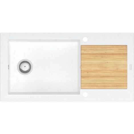 Carea Cuisine & Bain – Évier à encastrer KATLA 1 bac – Carealith® résistant aux chocs et à la chaleur – Dimensions 53x40.4 cm – Livré avec accessoires