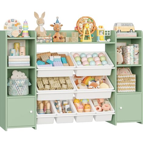 AUTRUCKER Meuble de rangement pour jouets, étagère, organisateur de jouets et rangement divers, idéal pour les chambres et les salons. 138 x 29 x 94 cm (1/5)