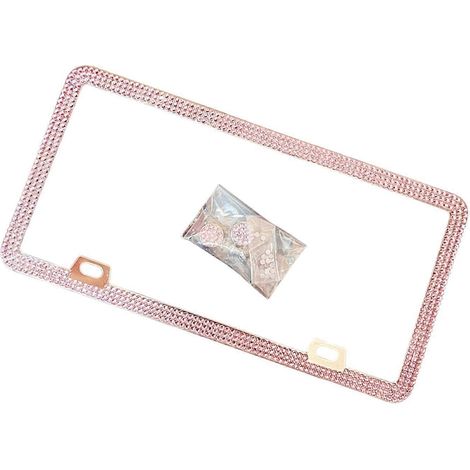 Cadre de plaque d'immatriculation, support de plaque d'immatriculation, orné de strass, pour véhicules américains. (1/5)