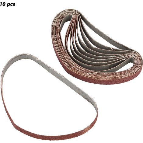 Ortviai Bande abrasive pour ponceuse à doigt 330 x 10 mm, zircone, grain 80, rouge, lot de 10 (1/5)