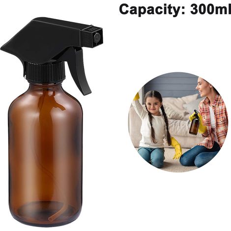 Flacon pulvérisateur en plastique, flacons pulvérisateurs vides, animaux de compagnie, huiles essentielles, produits de nettoyage - Pulvérisateur à gâchette noir avec brumisation, aromathérapie et pro (1/5)