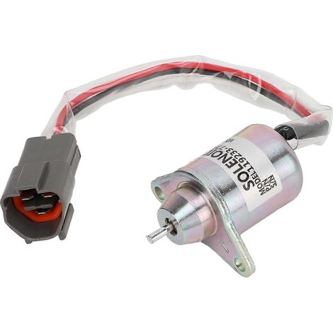 Solenoïde d'arrêt carburant métal 3 bornes 12V 119233-77932, pièce de rechange compatible John Deere, valve de coupure moteur. (1/5)