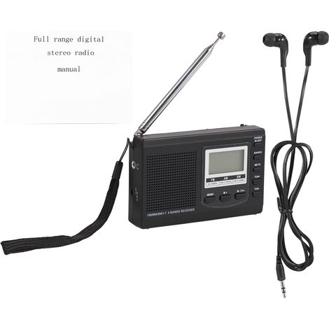 VBESTLIFE Tragbarer digitaler Radiowecker (FM/MW/SW) mit Digitalanzeige und Weckfunktion, Schwarz (1/5)