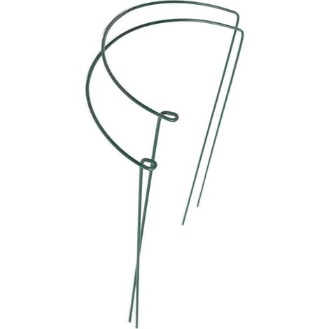 Metall-Pflanzenstützen, Pfingstrosenkäfige und Gartenstäbe (25 cm Breite x 40 cm Höhe) in Grün - Halbkreise für Zimmer-/Gartenpflanzen, Tomaten, Hortensien
