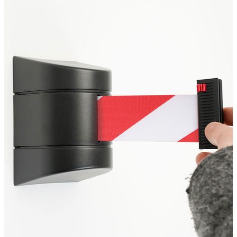 Tendinastro da Parete 10 m con Clip di Chiusura Nastro Bianco/Rosso (1/5)