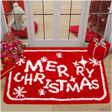 Tapis de Noël, paillasson décoratif de Noël 40x60cm, paillasson de bienvenue, tapis d'entrée antidérapant à motifs de Noël, pour la décoration intérieure (1/5)