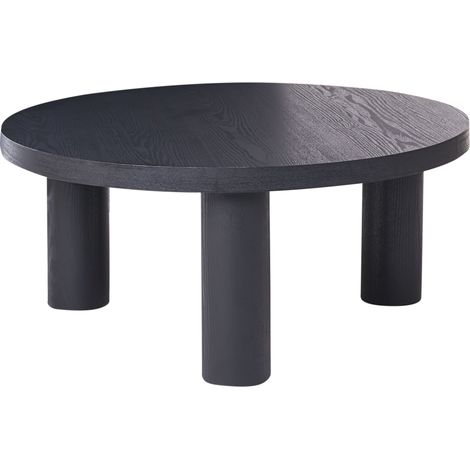 Mesa de centro con tablero redondo de aglomerado diseño escandinavo moderno ø 80 cm negro Maumee