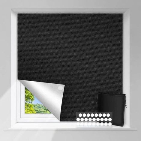 Store occultant noir – 150x100 cm – Velcro – Protection solaire – Sans perçage – Pour fenêtres et toits (1/5)