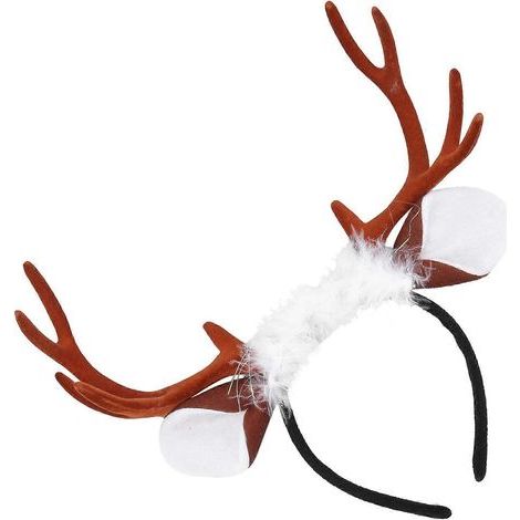 Serre-tête de Noël en bois de renne, compatible avec la décoration, 1 pièce, couleur café, métal, plastique et tissu (1/5)