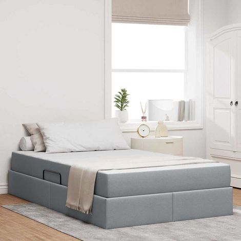 Aufbewahrungsbett mit Matratze Hellgrau 120 x 200 cm Polyester (1/5)