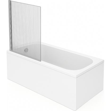 Baignoire droite VILLEROY ET BOCH Oberon quaryl 170 x 75 cm  + Pare bain gauche AURYS Raywall chromé
