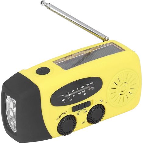 KKPLZZ Radio Solaire à Manivelle, d'urgence avec Lampe de Poche, (1/5)