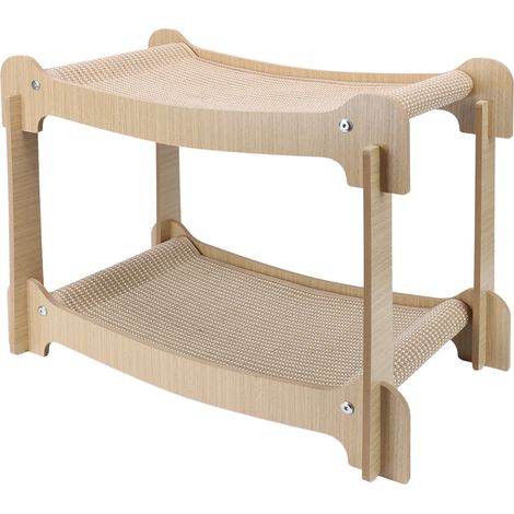 Arbre à Chat 2 Étages Bois E1 et Sisal 61x36x46 cm – Lit Superposé / Hamac / Griffoir, Couchage Double Respirant pour 2 Chats, Protection Meubles Coloris Naturel (1/3)