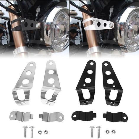 2 Jeux De Supports De Phare Moto Lectroplaqus Noirs, Supports De Phare Moto 35mm-43mm, Supports De Fourche Chopper Pour Ajuster Les Supports De Fo (1/5)
