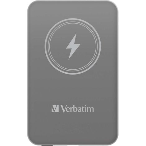 Batterie externe magnétique sans fil Verbatim Charge 'n' Go 10 000 mAh USB-C PD 3.0 grise (1/5)