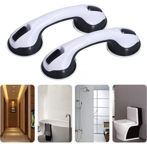 Poignée de Baignoire,lot de 2 barres d'appui de douche à ventouse de 30,5 cm pour poignée de douche de salle de bain avec ventouse solide,barre d'appui de sécurité robuste antidérapante pour Enceinte (1/5)