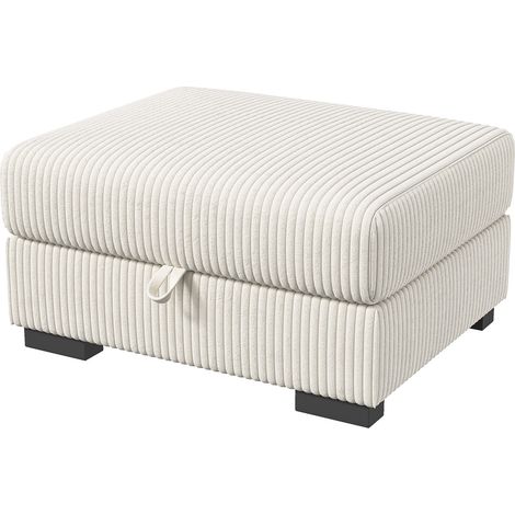 Poggiapiedi 87x69x45 cm - con contenitore - velluto a coste - schiuma ad alta densità - per soggiorno e camera da letto - Beige