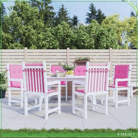 361336 Coussins de chaise à dossier bas lot de 6 rose tissu (1/5)