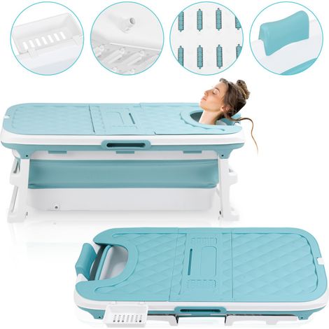 Vasca da bagno pieghevole per il bagno, vasca da bagno portatile per adulti, vasca pieghevole con copertura per la doccia, lunghezza 132 cm. (1/5)