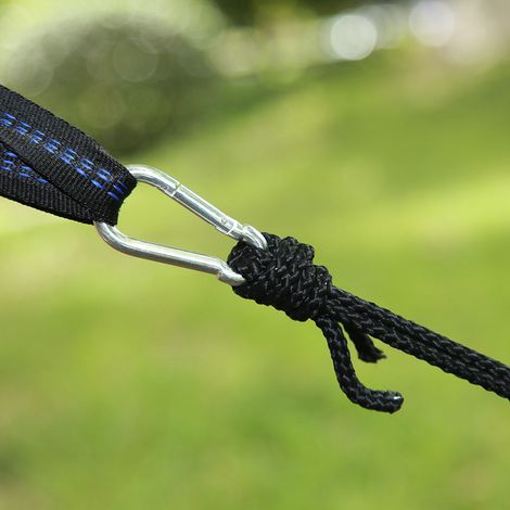 Lit suspendu d'extérieur extensible, hamac de camping et de voyage, balancelle de couchage (vert + vert foncé) (1/5)