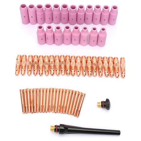Kit de accesorios para antorcha de soldadura TIG, 62 piezas, boquillas cerámicas TIG, abrazaderas para WP-26/17/18 (1/5)